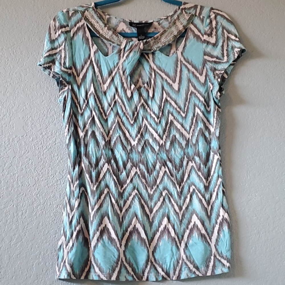 Light blue pretty neck line blouse